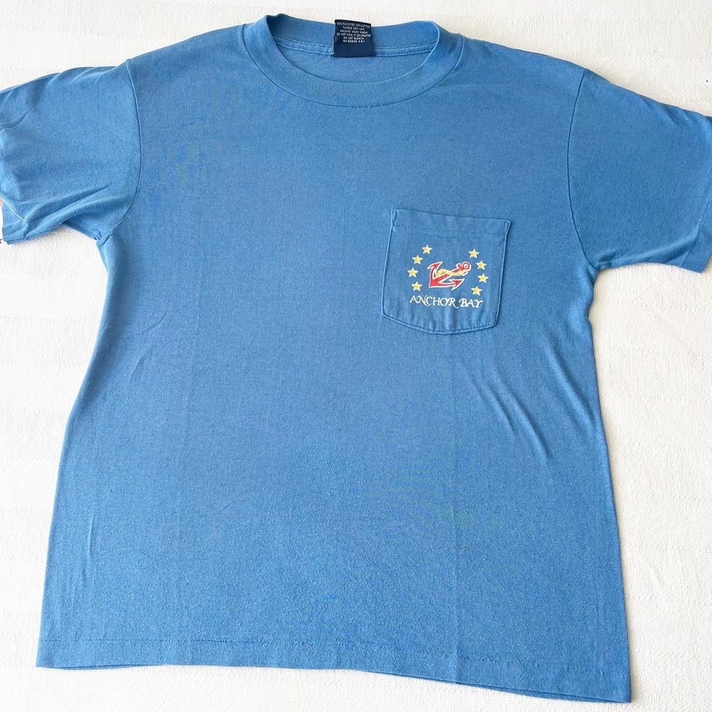 VINTAGE 1970s Blue Sailor Single Stitch T-Shirt All American Boys Anchor Bay